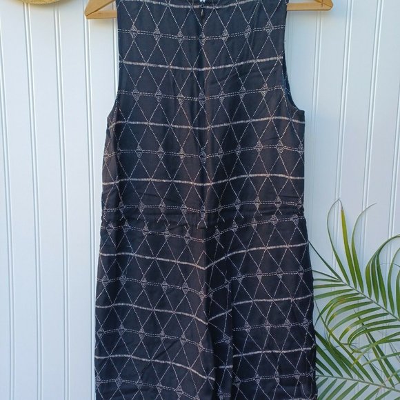 Madewell Diamond Dot  Sleeveless Jumpsuit Size XS  Black Cream Tribal Boho - Picture 10 of 11